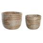 Set di Cestini DKD Home Decor 28 x 28 x 22 cm Tropicale Erba di mare