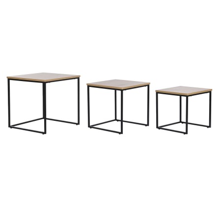 Set di 3 tavoli DKD Home Decor Nero Metallo 45 x 45 x 45 cm Legno MDF