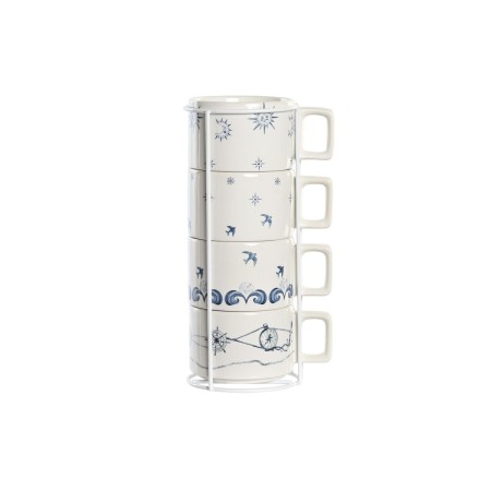 Set di Tazze da Caffè DKD Home Decor Azzurro Bianco Metallo Dolomite 260 ml 4 Pezzi