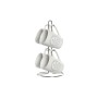 Set di Tazze e Piatti DKD Home Decor Bianco Metallo Gres 300 ml 14 x 14 x 31 cm 12,5 x 9,5 x 10,5 cm (5 Pezzi)