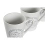 Set di Tazze e Piatti DKD Home Decor Bianco Metallo Gres 300 ml 14 x 14 x 31 cm 12,5 x 9,5 x 10,5 cm (5 Pezzi)