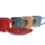 Set di Tazze e Piatti DKD Home Decor Giallo Azzurro Rosso Verde Gres 180 ml 14 x 14 x 2 cm