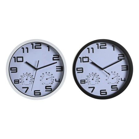 Orologio da Parete DKD Home Decor 25,5 x 4 x 25,5 cm Nero Bianco polistirene (2 Unità)