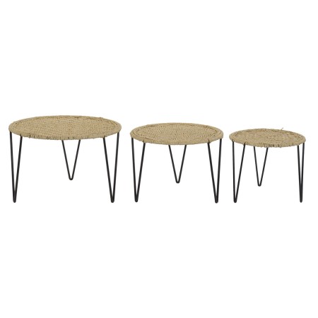 Set di 3 tavoli DKD Home Decor Marrone Nero Naturale 62 x 62 x 40 cm 62 x 62 x 40,5 cm