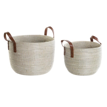 Set di Cestini DKD Home Decor Naturale Marrone Chiaro Poliuretano Erba di mare 41 x 41 x 29 cm