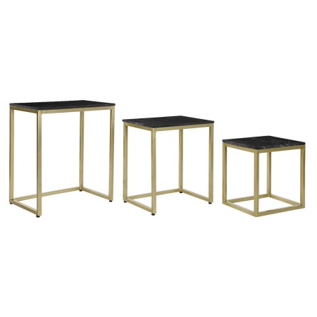 Set di 3 tavoli DKD Home Decor Nero Dorato 50 x 35 x 60 cm