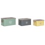 Set di Bauli Home ESPRIT Giallo Verde Grigio Marrone scuro Metallo Vintage 60 x 38 x 32,5 cm