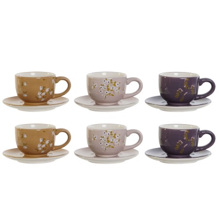 Set di Tazze da Caffè DKD Home Decor Giallo Rosa Senape Lilla Metallo Dolomite 180 ml