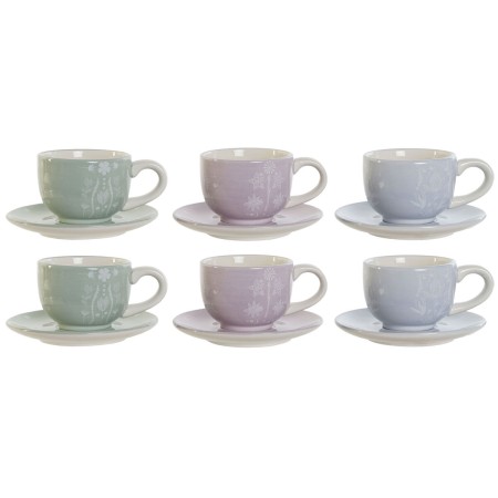 Set di Tazze da Caffè DKD Home Decor Azzurro Bianco Verde Lilla Metallo Dolomite 180 ml