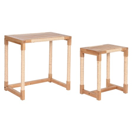 Set di 2 tavoli Home ESPRIT Naturale Corda Abete 58 x 38 x 60 cm