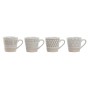 Set di Tazze da Caffè Home ESPRIT Bianco Beige Gres 180 ml 4 Pezzi