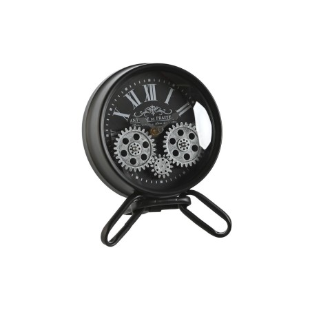 Orologio da Tavolo Home ESPRIT Nero Argentato Metallo Cristallo 16,5 x 11 x 21 cm