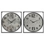 Orologio da Parete Home ESPRIT Bianco Nero Metallo Legno MDF 62 x 6 x 65 cm (2 Unità)