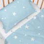 Set di Lenzuola HappyFriday Basic Kids Little star Azzurro Culla Neonato 2 Pezzi