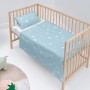 Set di Lenzuola HappyFriday Basic Kids Little star Azzurro Culla Neonato 2 Pezzi