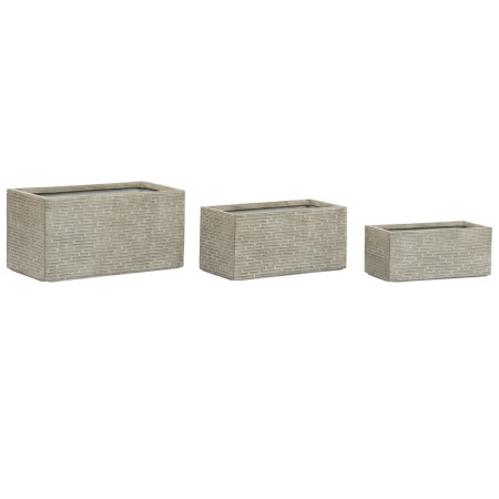 Vaso rettangolare da Balcone Home ESPRIT Beige Fibra di Vetro Magnesio 74,5 x 37,5 x 37,5 cm