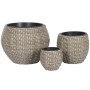 Set di vasi da fiori Home ESPRIT polipropilene Rattan 49 x 49 x 36 cm