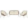 Set Tavolo con 3 Sedie Home ESPRIT Bianco Nero Beige Metallo Cristallo rattan sintetico 130 x 76 x 83 cm