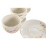 Set di 6 Tazze con Piatto Home ESPRIT Giallo Bianco Rosa Lilla Metallo Dolomite 180 ml