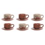 Set di 6 Tazze con Piatto Home ESPRIT Giallo Beige Terracotta Lilla Metallo Dolomite 180 ml