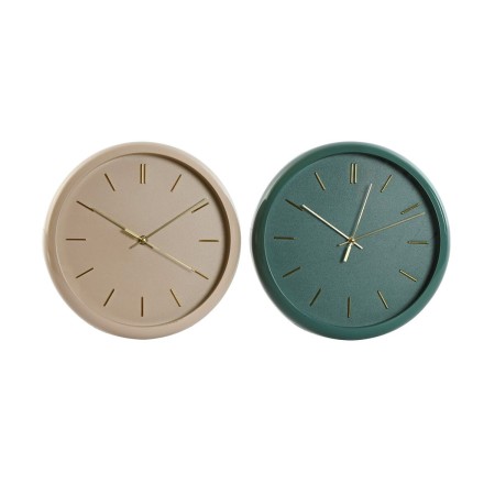 Orologio da Parete Home ESPRIT Verde Rosa PVC Moderno 30 x 4 x 30 cm (2 Unità)