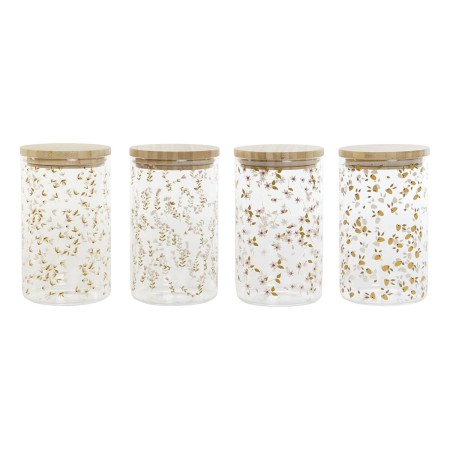 Barattolo DKD Home Decor Bambù Vetro Borosilicato Shabby Chic 1 L 10 x 10 x 17 cm (4 Unità)