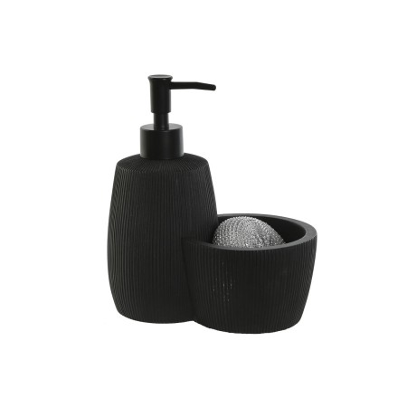 Dispenser di Sapone Home ESPRIT Nero Resina ABS 15 x 8,7 x 18,5 cm