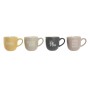 Set di 4 Tazze Mug Home ESPRIT Giallo Beige Grigio Rosa Porcellana 410 ml 13 x 9 x 9,4 cm