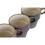 Set di 4 Tazze Mug Home ESPRIT Azzurro Bianco Grigio Rosso Granato Metallo Gres 12 x 12 x 21,5 cm