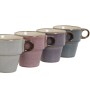 Set di 4 Tazze Mug Home ESPRIT Azzurro Bianco Grigio Rosso Granato Metallo Gres 12 x 12 x 21,5 cm