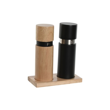 Set Sale e Pepe Home ESPRIT Nero Naturale Acciaio inossidabile Legno d'albero della gomma 14 x 7 x 16,5 cm