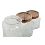 Set di 3 Barattoli Home ESPRIT Naturale Cristallo Acacia 500 ml 750 ml 1 L 9,5 x 9,5 x 17,5 cm