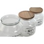 Set di 3 Barattoli Home ESPRIT Naturale Cristallo Acacia 1,5 L 2 L 3 L 16 x 16 x 21 cm