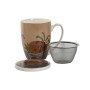 Tazza con Filtro per Infusioni Home ESPRIT Azzurro Beige Terracotta Acciaio inossidabile Porcellana 380 ml (2 Unità)