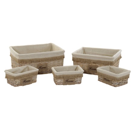 Set di Cestini Home ESPRIT Marrone Naturale 48 x 40 x 22 cm (5 Pezzi)