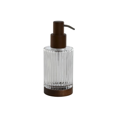 Dispenser di Sapone Home ESPRIT Marrone Trasparente Alluminio Cristallo Acacia 8 x 7,5 x 18,5 cm