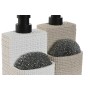 Dispenser di Sapone Home ESPRIT Nero Beige Grigio chiaro Resina Marmo 9 x 8 x 18 cm (2 Unità)