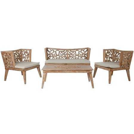 Set Tavolo con 3 Sedie Home ESPRIT Beige Naturale Teca 133 x 60 x 70 cm