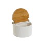 Portasale con Coperchio DKD Home Decor Bianco Naturale Bambù Porcellana 12 x 10 x 11 cm