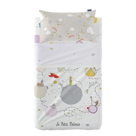 Set di Lenzuola HappyFriday Le Petit prince Voyageur Multicolore Culla Neonato 2 Pezzi