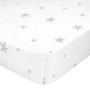 Lenzuolo con angoli HappyFriday BASIC KIDS Bianco Grigio 70 x 140 x 14 cm Stelle