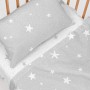 Set di Lenzuola HappyFriday Basic Kids Little star Grigio Culla Neonato 2 Pezzi