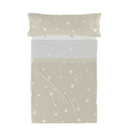 Set di Lenzuola HappyFriday Basic Kids Little star Beige Singolo 180 x 270 cm 2 Pezzi