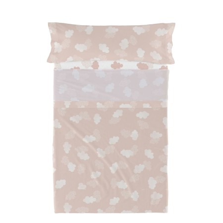 Set di Lenzuola HappyFriday Basic Kids Clouds Rosa Singolo 180 x 270 cm 2 Pezzi