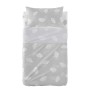 Set di Lenzuola HappyFriday Basic Kids Clouds Grigio Culla Neonato 2 Pezzi