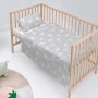 Set di Lenzuola HappyFriday Basic Kids Clouds Grigio Culla Neonato 2 Pezzi