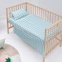 Set di Lenzuola HappyFriday Basic Kids Vichy Azzurro Culla Neonato 2 Pezzi