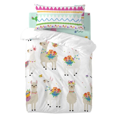 Set di copripiumino HappyFriday Moshi Moshi Cute Llamas Multicolore Culla Neonato 2 Pezzi