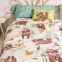 Set di copripiumino HappyFriday Moshi Moshi Happy Sloth Multicolore Singolo 2 Pezzi