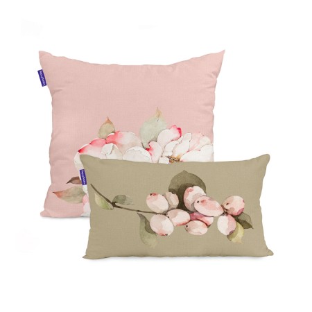 Set di copricuscini HappyFriday White peonies Multicolore 2 Pezzi